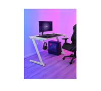 Trust Gxt709W Luminus White Gaming Desk With Adjustable Rgb Led Lighting One Colour