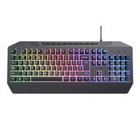 Trust Gaming GXT 836 Evocx Gaming Keyboard UK Layout, Membrane Keys, 78% Recycled Plastics, RGB LED Illumination, 12 Media Keys, Anti-Ghosting, Spill Resistant Wired USB Keyboard PC Laptop - Black