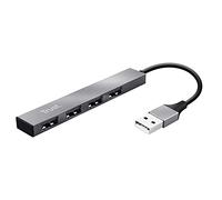 Trust Halyx 4 Port Mini USB Hub for PC Laptop Mac, Aluminium Lightweight Data Hub, Slim Portable USB 2.0 Splitter Computer Desktop Macbook - Silver