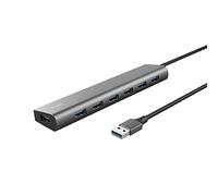 Trust Halyx 7 Port USB Hub 3.2 Gen 1, Slim Adapter with USB-C Power Port, Fast 5 Gbps Data Speed, Multiport USB Splitter, Compact USB Extension Cable for Macbook Pro, Laptop, PC, Computer, Notebook