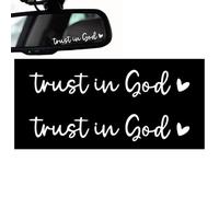 Trust in God Rearview Mirror Sticker, Rear View Mirror Decals for Car-Christian Religious Positive Inspirational Quotes, Vinyl Stickers with Letters Heart Patterns for Mom, Dad, Friends, Colleagues