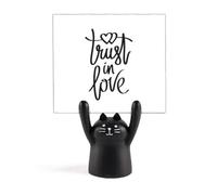 Trust in Love Quote Art Deco Fashion Memo Holder Cartoon Black Cat Stand Decoration