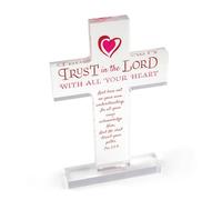 Trust in the Lord Acrylic Cross Plaque - Pro 3:5-6 Inspirational Christian Decor for Home & Office, In Recognition & Encouragement Events, Religious Gifts for Women & Men