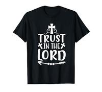 Trust in The Lord Christian Cross Hand Lettered Faith Value Graphic T-Shirt