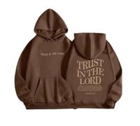 Trust In The Lord Christian Graphic Hoodies for Women Trendy Shape Print Jesus Hoodie Oversize Pullover Tops Long Sleeve Preppy Sweatshirt with Pocket Fall Fashion 2024
