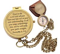 Trust in The Lord, Proverbs 3: 5-6, Solid Brass Directional Engraved Compass, Baptism Gifts for Boys Girls, First Communion, Christian Gifts for Men, First Confirmation Gifts for Boys Catholic Gifts
