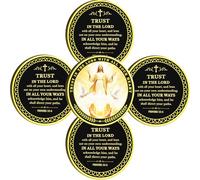 Trust in The Lord with All Your Heart Christian Challenge Coin - 3D Engraved Pocket Token, Protector Saint Michael Medallion for Collectors, Veterans, Law Enforcement (Pack of 5)