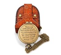 Trust in The Lord with All Your Heart - Proverbs 3:5-6 Quote Engraved Compass with Leather Box, Greeting Card, Gift Compass, Graduation Day Gifts 2026 for Women Men Boys Girls