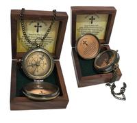 Trust in The Lord with All Your Heart -Proverbs 3: 5-6 Quote Engraved Compass with Wooden Box, Camping Compass, Gift Compass, Gifts for Men,Decor,Anniversary,Birthday