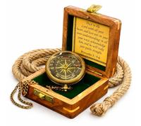 Trust in The Lord with All Your Heart - Proverbs 3:5-6 Quote Engraved Compass with Wooden Box, Graduation Religious Gift for Men Women Girls Boys. (♱2 Trust in The Lord Compass -Proverbs 3: 5-6 ♱)