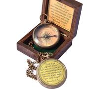 Trust in The Lord with All Your Heart -Proverbs 3: 5-6 Quote Engraved Compass with Wooden Box, Greeting Card, Gift Compass, Graduation Day Gifts 2024 Compass for Women Mens Boy Girls