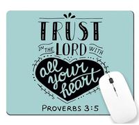 Trust in The Lord with Your Heart Mouse Pad, Biblical Christian Quote Rectangular Mouse Pad, Non-Slip Rubber MousePads for Office Home Laptop, 11.8" x 9.8"