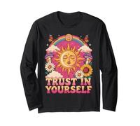 Trust in Yourself Sun Moon Retro 70s Boho Hippie Graphic Long Sleeve T-Shirt