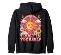 Trust in Yourself Sun Moon Retro 70s Boho Hippie Graphic Zip Hoodie