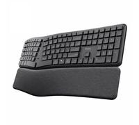 Trust Keyra Silent Wireless Ergonomic Keyboard US QWERTY Bluetooth + 2.4GHz, Wireless Keyboard with Split Layout for Multiple Devices with Palm Rest, PC Computer Laptop Mac, Black