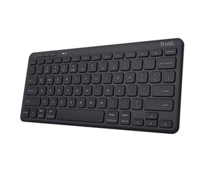 Trust Lyra Multi-Device Bluetooth Keyboard, Italian QWERTY Layout, 85% Recycled Plastic, Compact Rechargeable Wireless Keyboard for Laptop, PC, Mac, Tablet, iPad, Android, iOS - Black