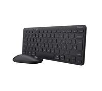 Trust Lyra Pack Wireless Bluetooth Keyboard and Mouse, QWERTY Spanish, 85% Recycled Plastic, Compact Rechargeable Combo for Windows, Mac, PC, Laptop, Tablet, iPad, Android, iOS, Black