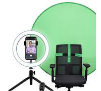 Trust Maku+ Ring Light with Green Screen Chair Background, Tripod Stand & Phone Holder, Selfie Light LED 10 Inch, Vlogging Kit for TikTok, Live Stream, YouTube, Makeup, Filming, Gaming, Photography