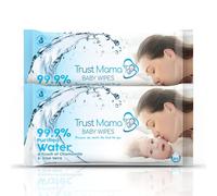Trust Mama - Baby Wipes 99.9% Purified Water - Fragrance-Free, Hypoallergenic Wet Wipes for Sensitive Baby Skin - Natural, Everyday Use (Pack of 2 (120 Wipes))