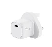 Trust Maxo USB-C Fast Charger Plug UK 20W PD, USB Type C Wall Charging Power Adapter (no Cable) for iPhone 14/14 Pro /14 Pro Max, Samsung S23 S22 S21 S20, iPad Mini/Air/Pro, Tablets - White
