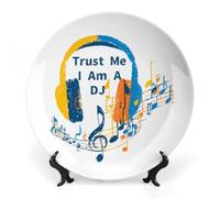 Trust Me I Am A DJ Printed Bone China Decorative Plate Ceramic Decorative Plate with Display Stand for Home Wall Decor