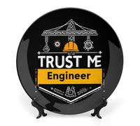 Trust Me I Am An Engineer Printed Bone China Decorative Plate Ceramic Decorative Plate with Display Stand for Home Wall Decor