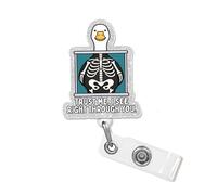 Trust me i See Right Through You Funny MRI Goose Badge Reel with Silver Glitter, Funny Xray Tech Retractable ID Clip Holder Gift for Radiologic Technologist, Rad Tech, Nurse, Nursing Student