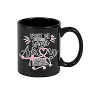 Trust Me I Watch Grey's Anatomy I'm Basically A Surgeon Birthday Secret Santa Coffee Tea Mug Unique Full Coloured Ceramic Mug. (Black)