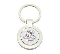 Trust Me I Watch Grey's Anatomy I'm Basically A Surgeon Birthday Secret Santa inspired Metal Key Ring. (Round)