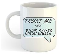 Trust Me I'm a Bingo Caller Ceramic Mug for Tea and Coffee, Funny Office Gift for Bingo Callers, Unique Novelty Cup with Humorous Quote, Ideal Present for Game Hosts