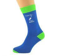 Trust me I'm a Builder and Trowel Image Printed on Blue Mens Cotton Rich Socks