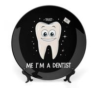 Trust Me I'm A Dentist Decorative Plate Ceramic China Plates with Display Stand for Home Wall Decor 7inch