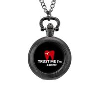 Trust Me I'm A Dentist Vintage Pocket Watch with Chain Arabic Numerals Scale Quartz Pocket Watches Gifts for Men Women