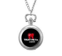 Trust Me I'm A Dentist Vintage Pocket Watch with Chain Arabic Numerals Scale Quartz Pocket Watches Gifts for Men Women