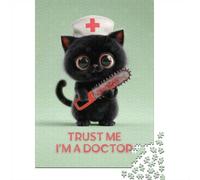 Trust Me, I'm A Doctor - Cute Cat With Bloody Jigsaw Puzzle, 1000 Piece
