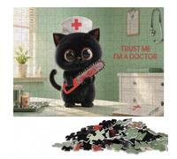 Trust Me, I'm A Doctor - Cute Cat With Bloody Jigsaw Puzzle, 1000 Pieces | Colour and shape sorting - easier piece organisation over several sessions.