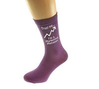 Trust Me I'm a Marketing Manager and Chart Image Printed in White on Ladies PURPLE Socks