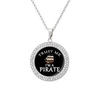 Trust Me I'm A Pirate Diamond Necklace Cute Pendant Necklace