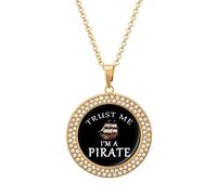 Trust Me I'm A Pirate Diamond Necklace Cute Pendant Necklace