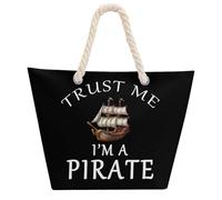 Trust Me I'm A Pirate Tote Bags for Women Men Shoulder Beach Bag Shopping Handbag with Hemprope Handle