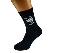 Trust me I'm a Postman & Envelopes Image Design Mens Black Cotton Rich Socks