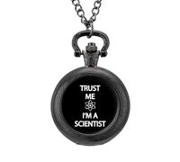 Trust Me I'm A Scientist Vintage Pocket Watch Alloy Pendant Watches Necklace Gift for Men Women Black-Style