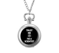 Trust Me I'm A Scientist Vintage Pocket Watch Alloy Pendant Watches Necklace Gift for Men Women Silver-Style