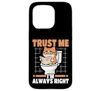 Trust Me I'm Always Right Nerdy Cat On Toilet Case for iPhone 15 Pro