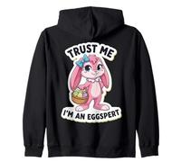 Trust Me I'm An Eggspert Funny Easter Bunny Rabbit Girls Egg Zip Hoodie