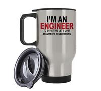Trust Me Im an Engineer, Engineer Gift, Travel Silver White Tea Coffee Mug. (Silver)