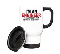 Trust Me Im an Engineer, Engineer Gift, Travel Silver White Tea Coffee Mug. (White)