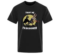 Trust Me Im an Engineer T Shirt for Men Pure Cotton Vintage T-Shirt Round Neck Engineering Tees Man Clothes Oversized Black