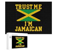 Trust Me I'm Jamaican Funny Wooden Puzzle Adults Difficult Jigsaw Puzzles with Storage Box for Family Game Birthday Gift