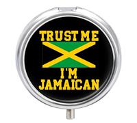 Trust Me I'm Jamaican Small Pill Organizer with 3 Compartments Travel Medicine Case Portable Round Vitamin Storage Box